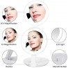 1 miroir de maquillage à LED double face pliable avec loupe et miroir de voyage portable avec lumière LED en plein jour (blanc)