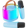 Ankuka Machine Karaoké Portable avec 2 Microphones sans Fil, Enceinte Bluetooth avec Effets Lumineux pour Enfants et Adultes,