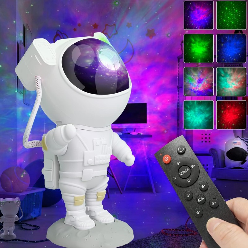 Lifelike Galaxy Projector Light, Astronaut Starry Nebula Lamp, Star Night Light, Timer and Remote,360° Adjustable, for Kids