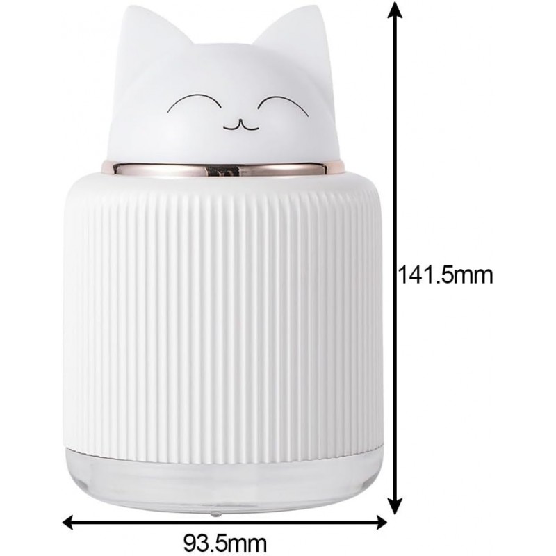 Mini humidificateur portable, USB en forme de chat mignon, humidificateur pour voiture, bureau, bureau, 2 couleurs LED pour