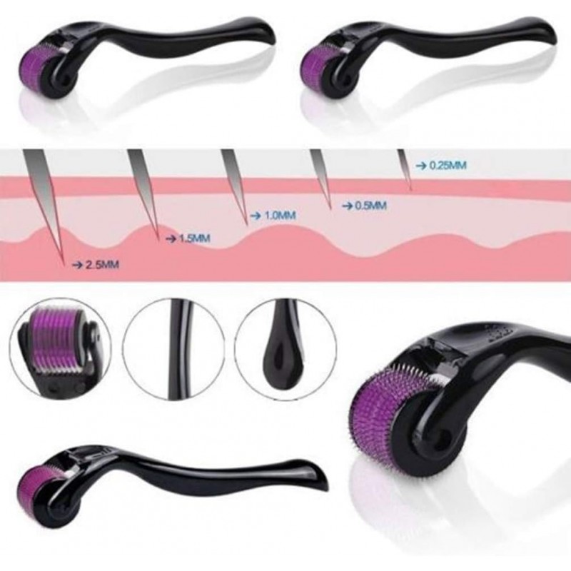 LEDMOMO Derma Roller de 3 mm pour produit de soin du visage, rouleau Premium Titan 540 microns.