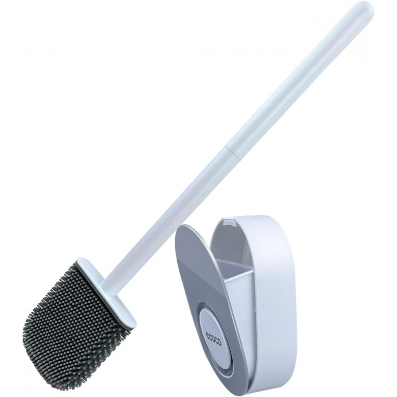 Brosse de Toilette et Support Brosse de Toilette en Silicone Brosse de Nettoyage en Silicone Flexible pour Salle de Bain,Brosse