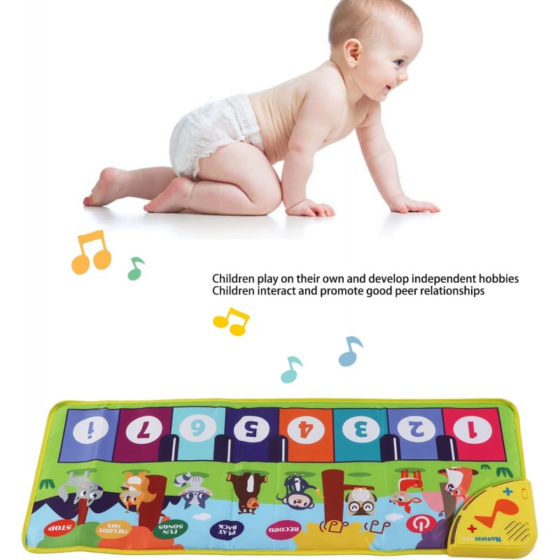 Tapis de Musique pour bébé, Sons d'animaux Tapis de Jeu pour Clavier de Musique avec Manuel en Anglais pour Une Utilisation en