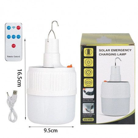 LED solar light bulb with USB cable Rechargeable camping lamp