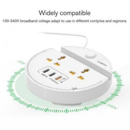 شاحن موكسوم السريع مع 3 منافذ USB شحن فائق السرعة مع دعم الهاتف المحمول